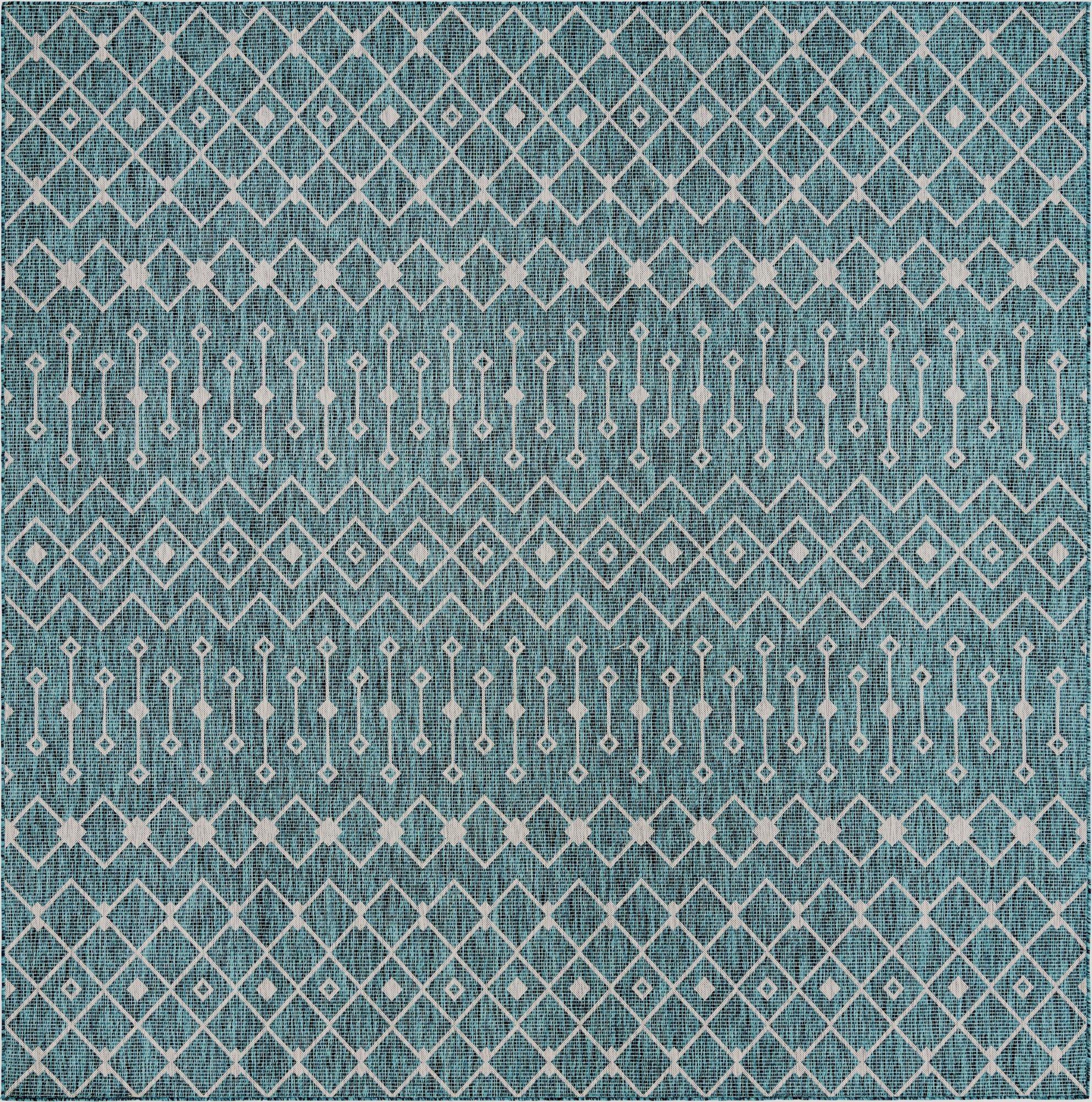  10' 8 x 10' 8  Washable Lattice Indoor / Outdoor Square Rug