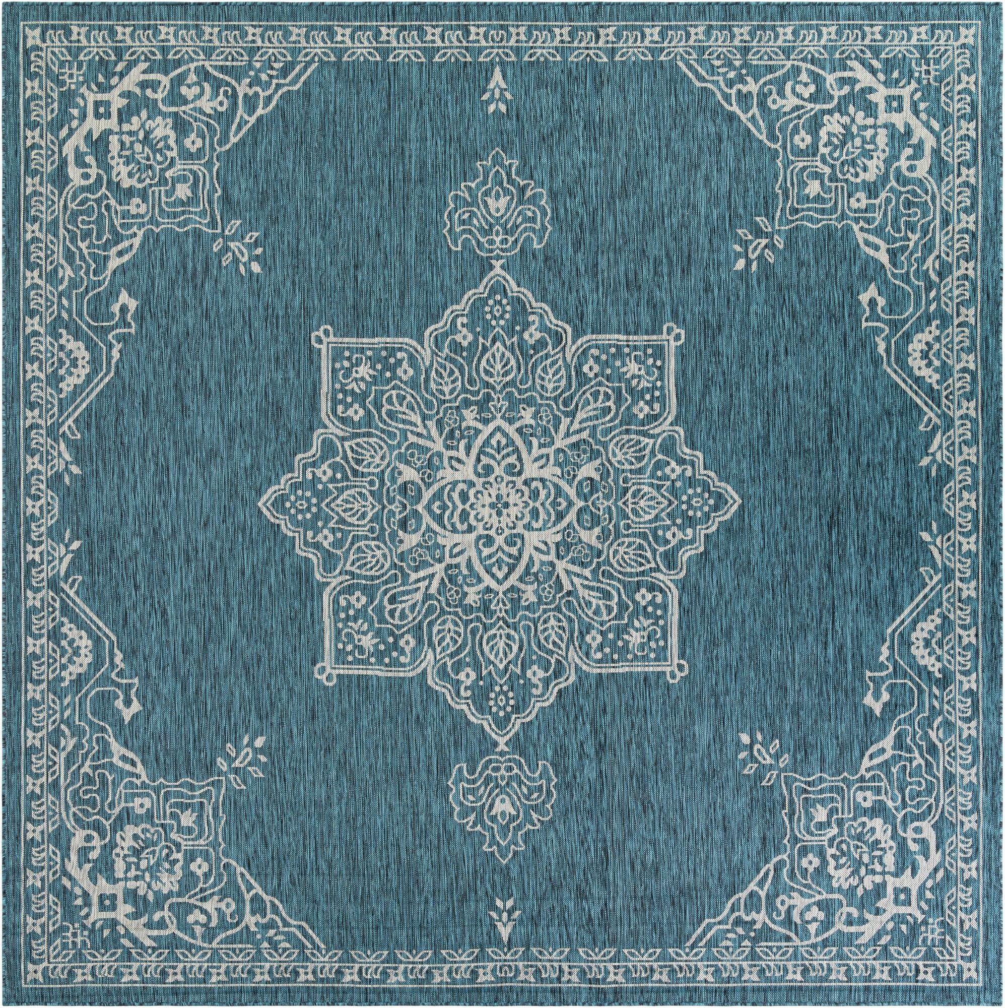  10' x 10'  Washable Traditional Indoor / Outdoor Square Rug
