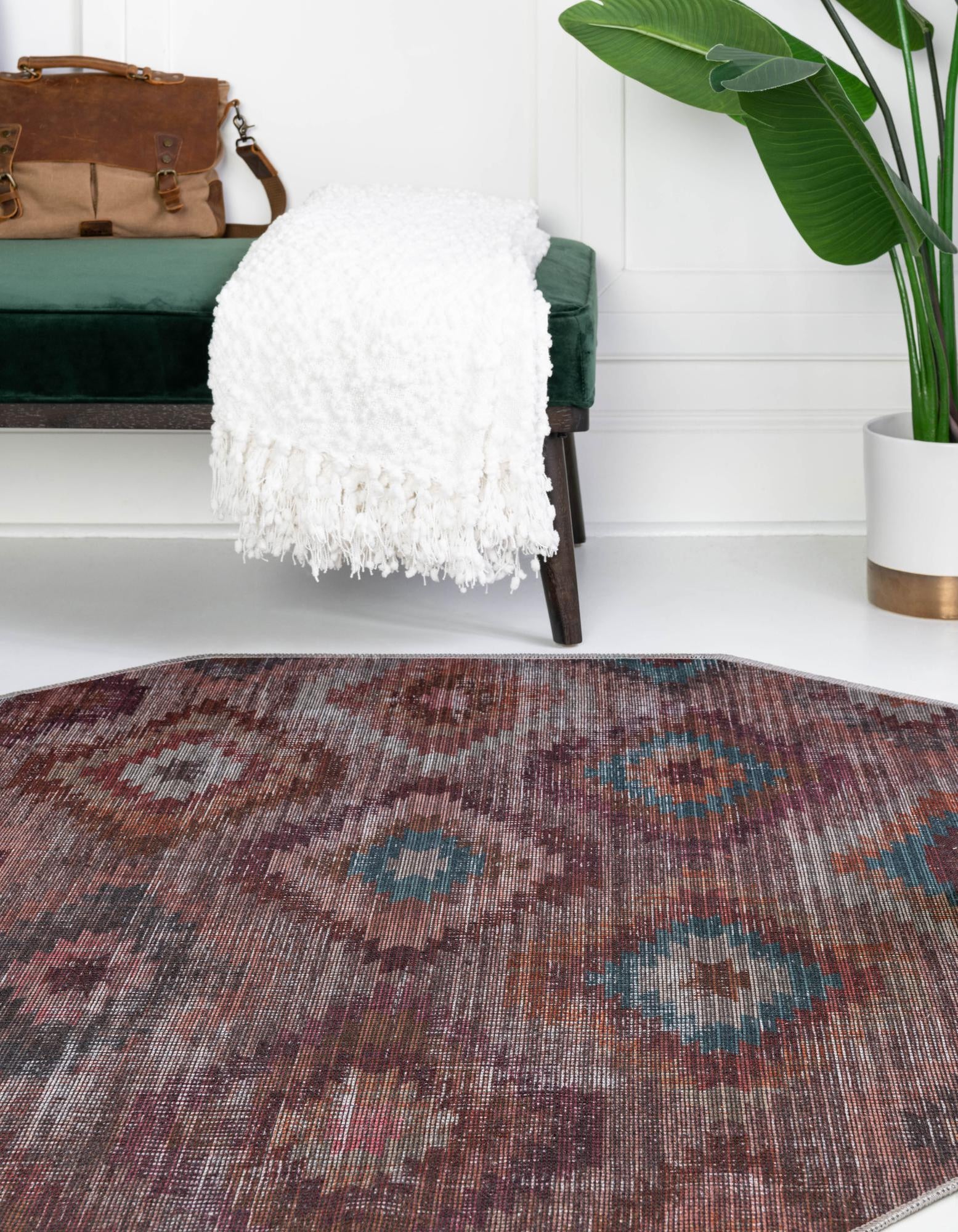 Terracotta 5' 3 x 5' 3 Washable Sisu Octagon Rug | Rugs.com