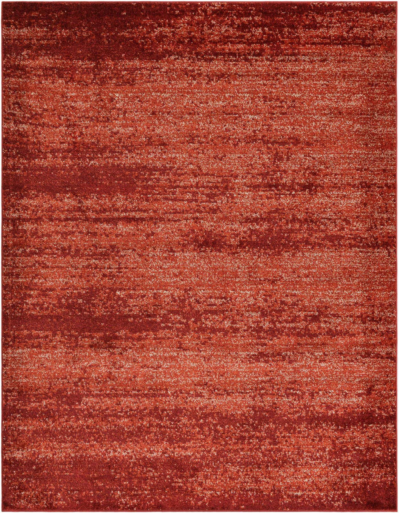 A 7x10 rectangular area rug in shades of orange and red with a contemporary, textured solid pattern, ideal for a living room.