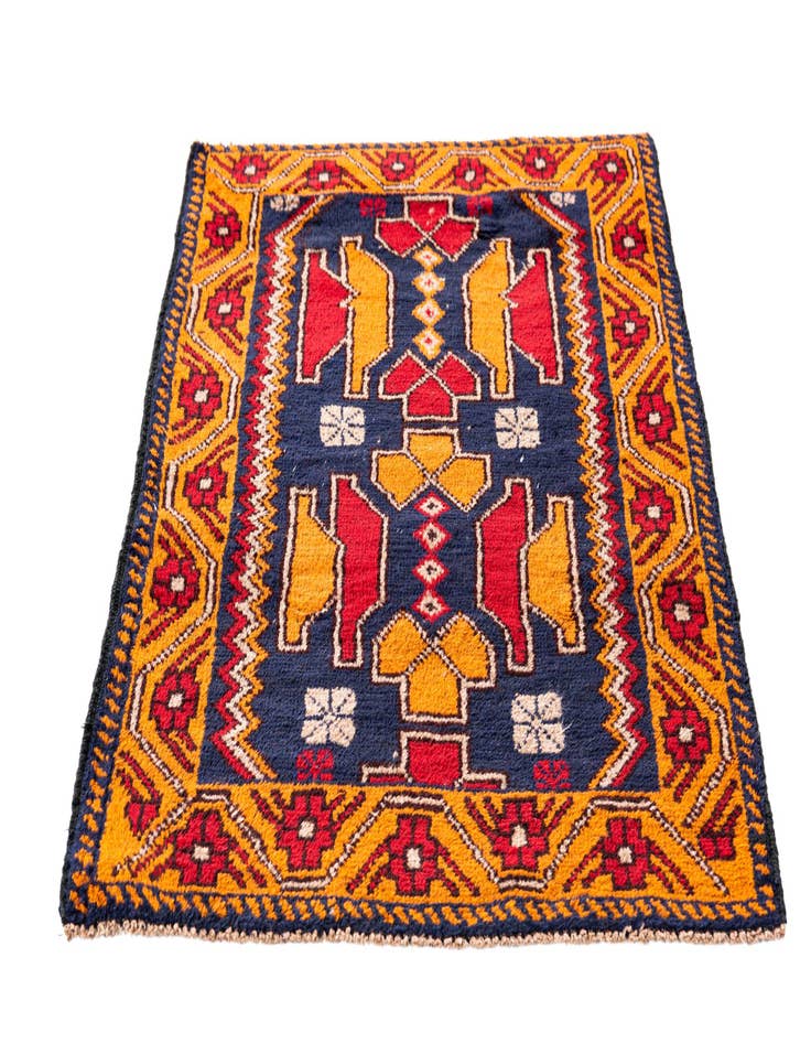 Detail image of  2' 10 x 4' 10  Hand Knotted Balouch Persian Wool Rug