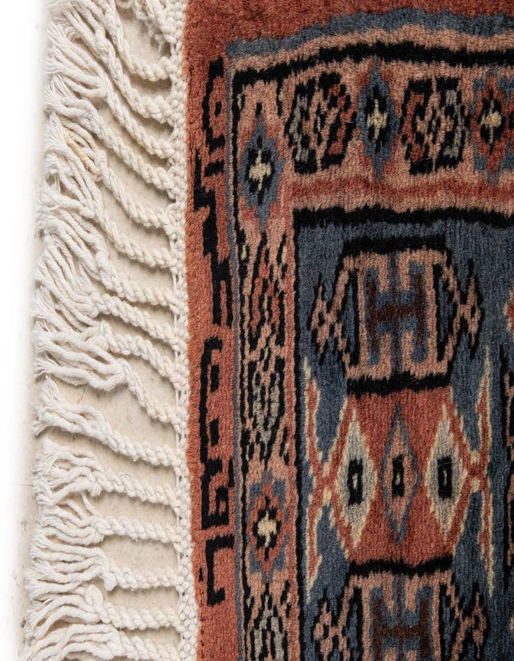 Detail image of  4' 3 x 5' 8  Hand Knotted Bokhara Oriental Wool Rug