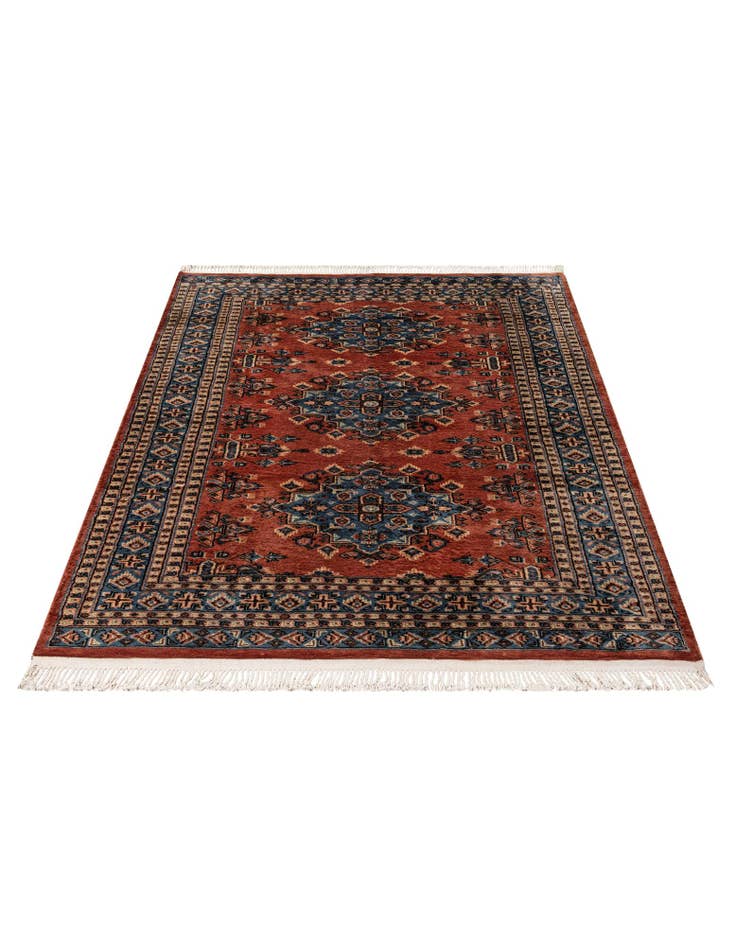 Detail image of  4' 2 x 6' 2  Hand Knotted Bokhara Oriental Wool Rug