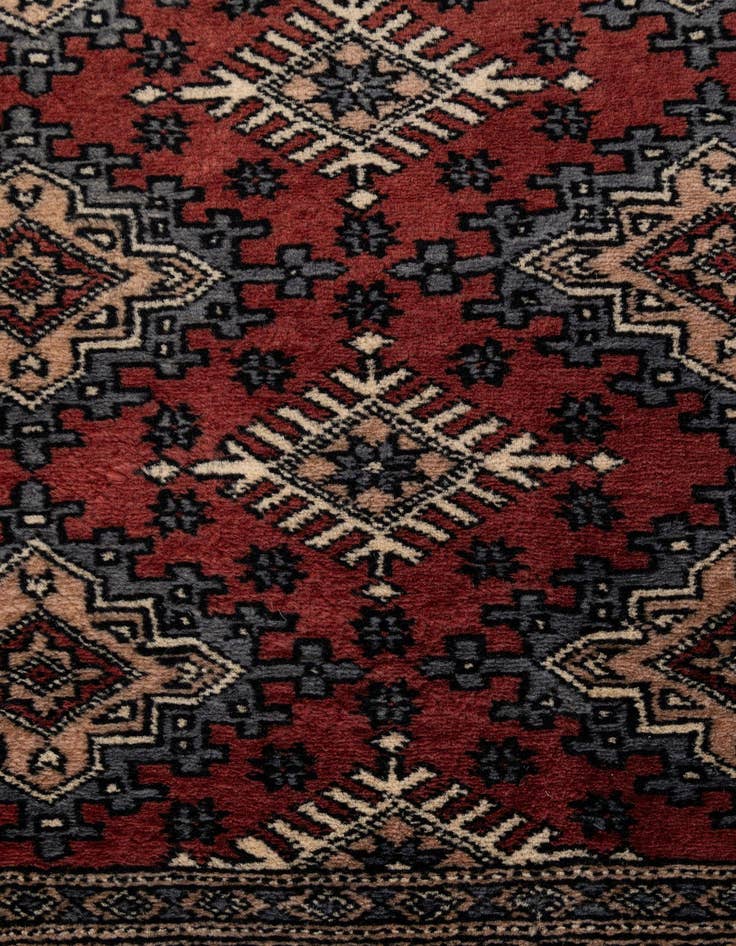 Detail image of  4' 2 x 5' 11  Hand Knotted Bokhara Oriental Wool Rug