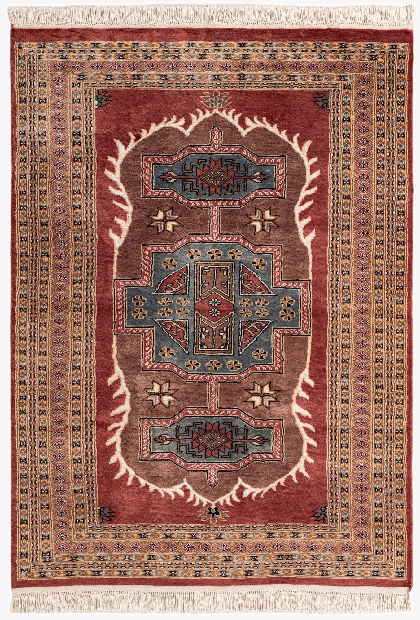  4' 3 x 5' 11  Hand Knotted Bokhara Oriental Rug