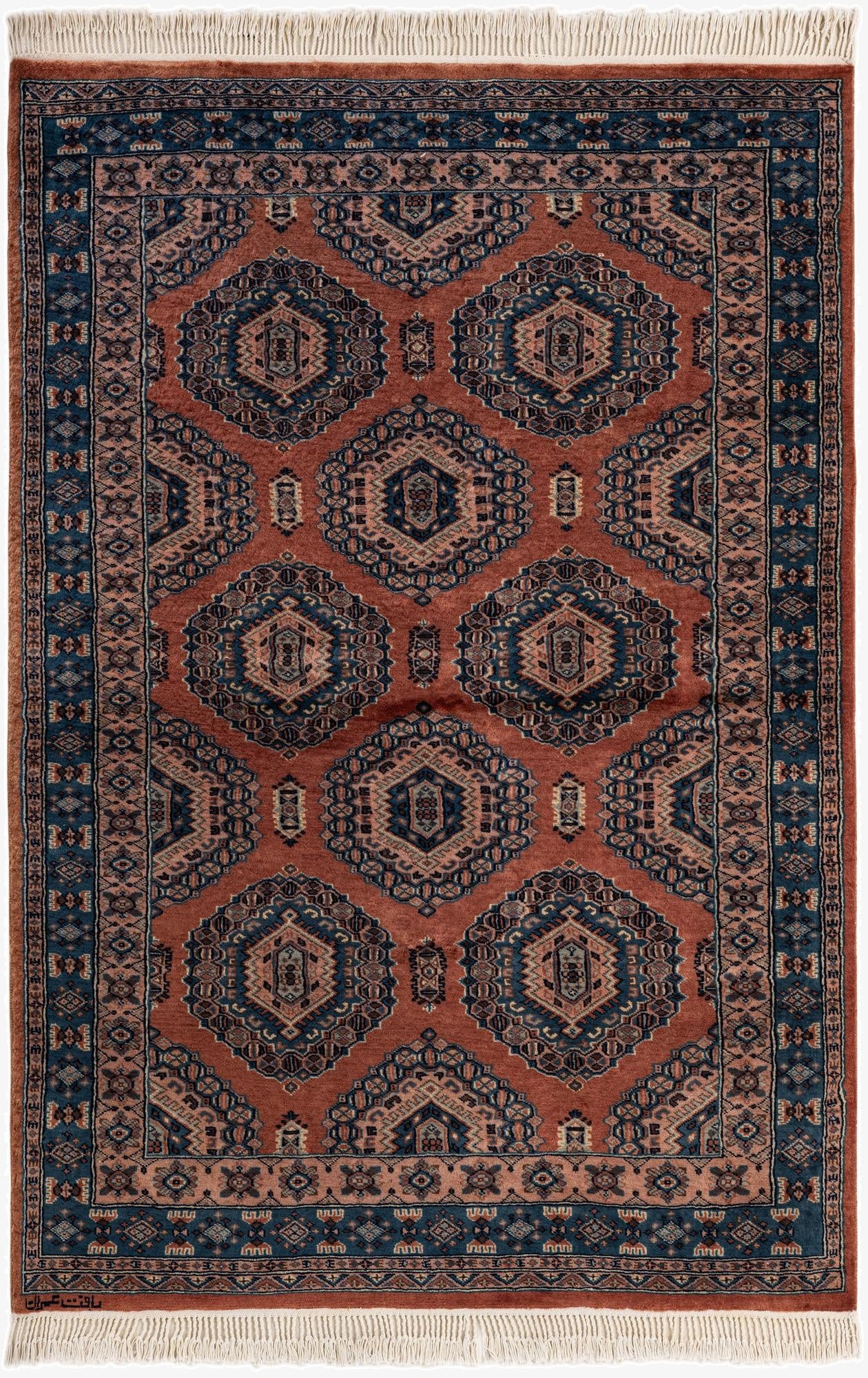  4' 3 x 6' 3  Hand Knotted Bokhara Oriental Wool Rug