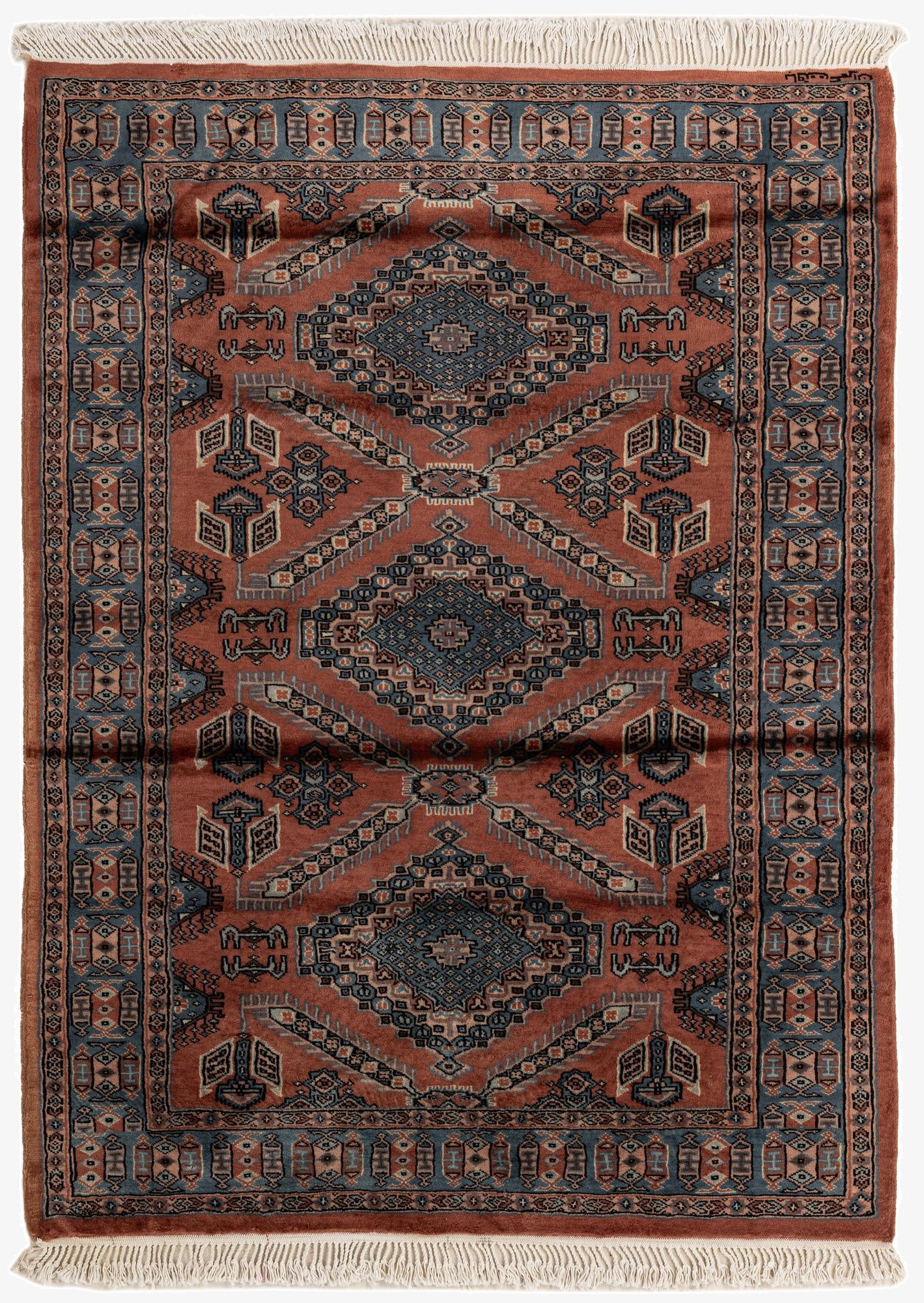  4' 3 x 5' 8  Hand Knotted Bokhara Oriental Wool Rug