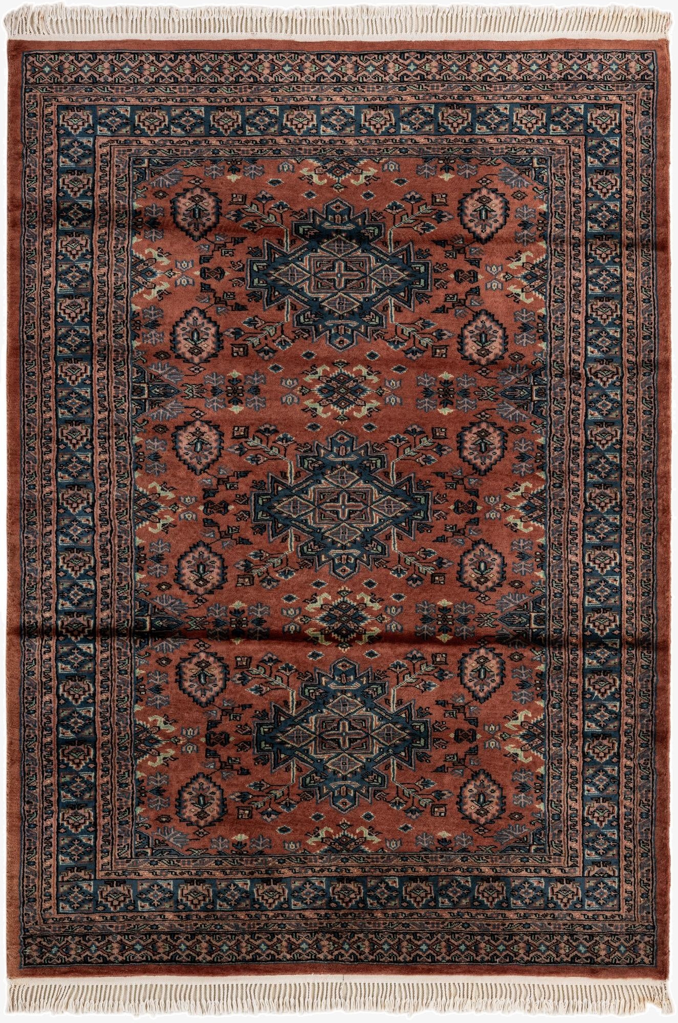  4' 5 x 6' 2  Hand Knotted Bokhara Oriental Wool Rug