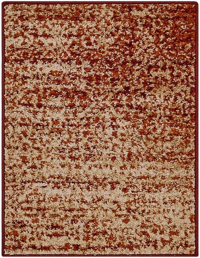 A rectangular 2x3 orange and red eclectic area rug with a thin pile, ideal for a kitchen or entryway.
