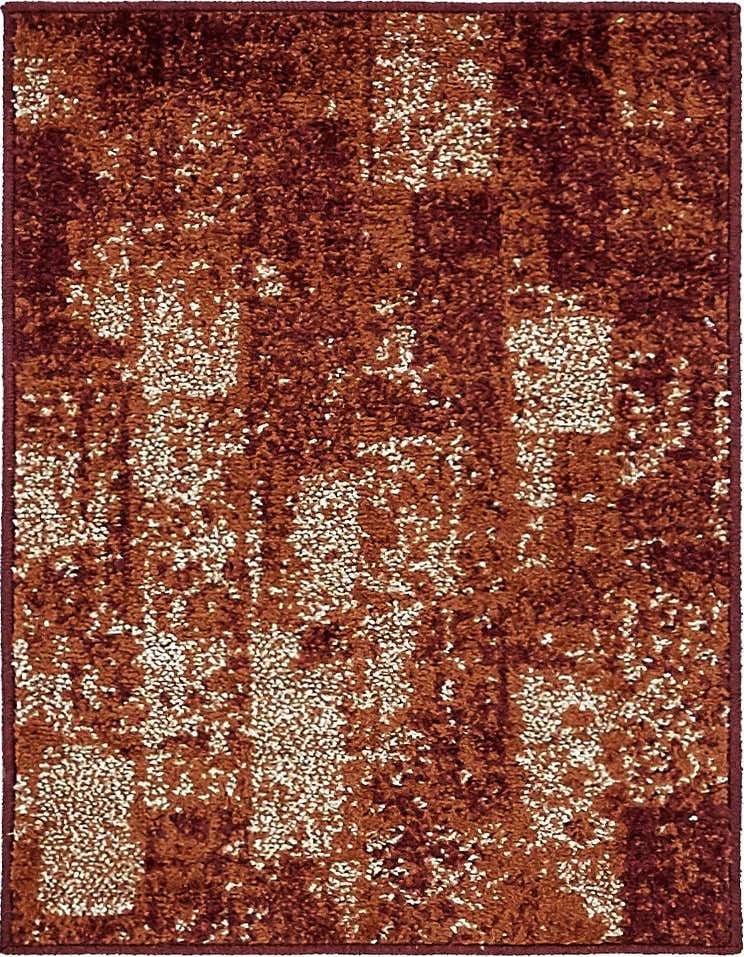 A 2x3 rectangular Rugs.com Equinox rug featuring an abstract Southwestern pattern in shades of orange and red.