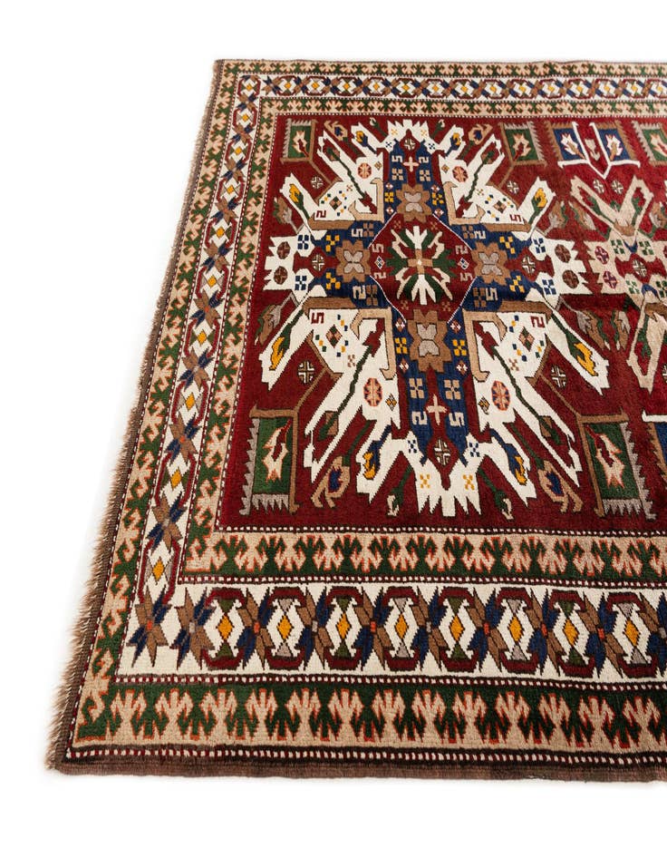 Detail image of  4' 10 x 7' 5  Hand Knotted Heriz Wool Rug