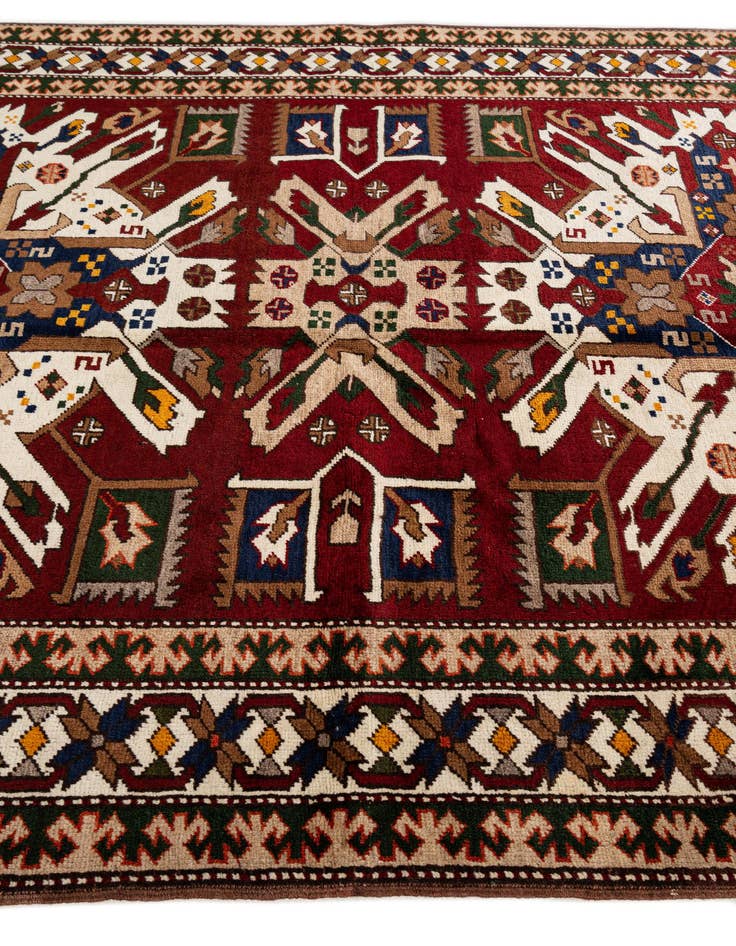 Detail image of  4' 10 x 7' 5  Hand Knotted Heriz Wool Rug