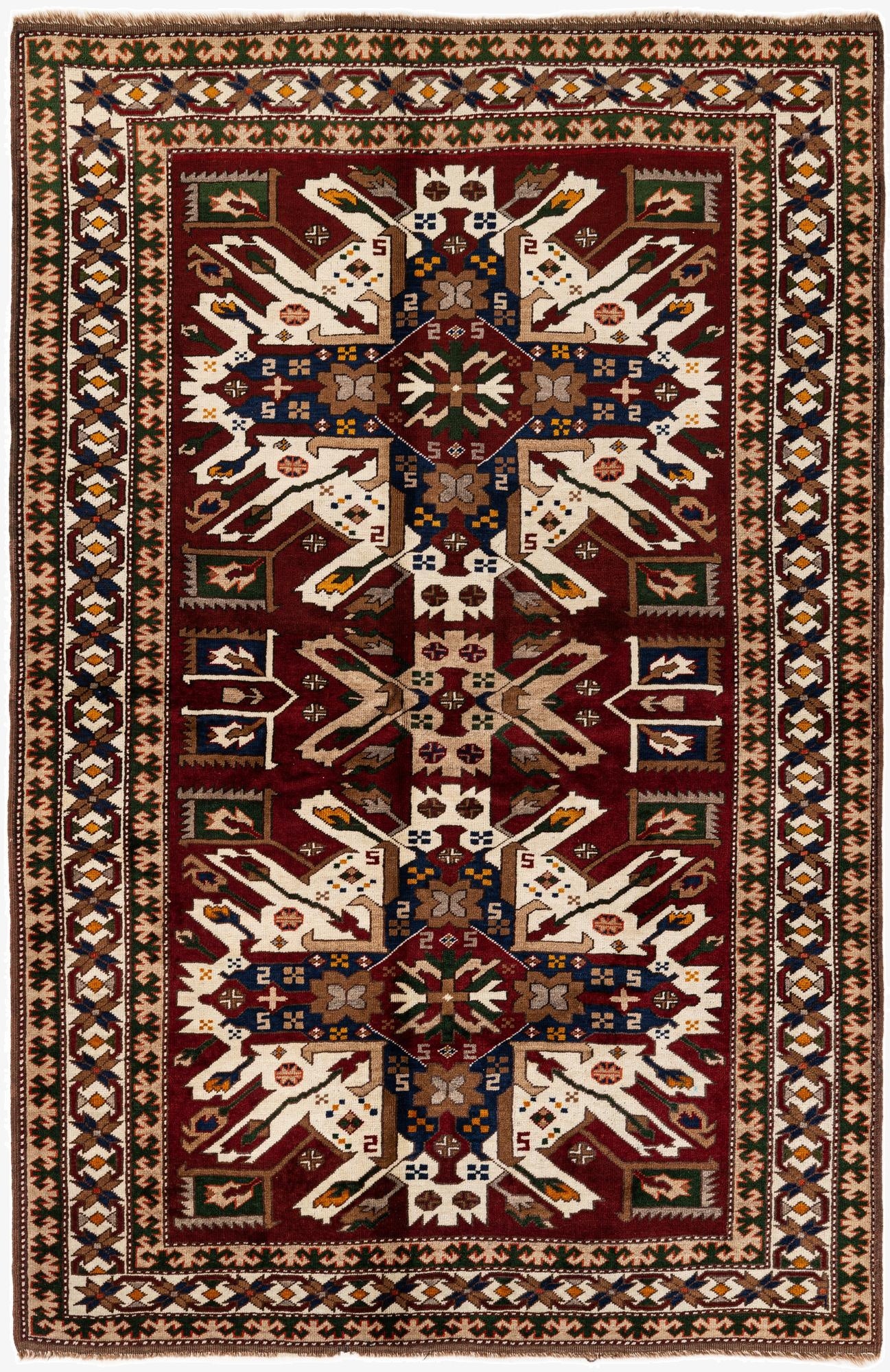  4' 10 x 7' 5  Hand Knotted Heriz Wool Rug