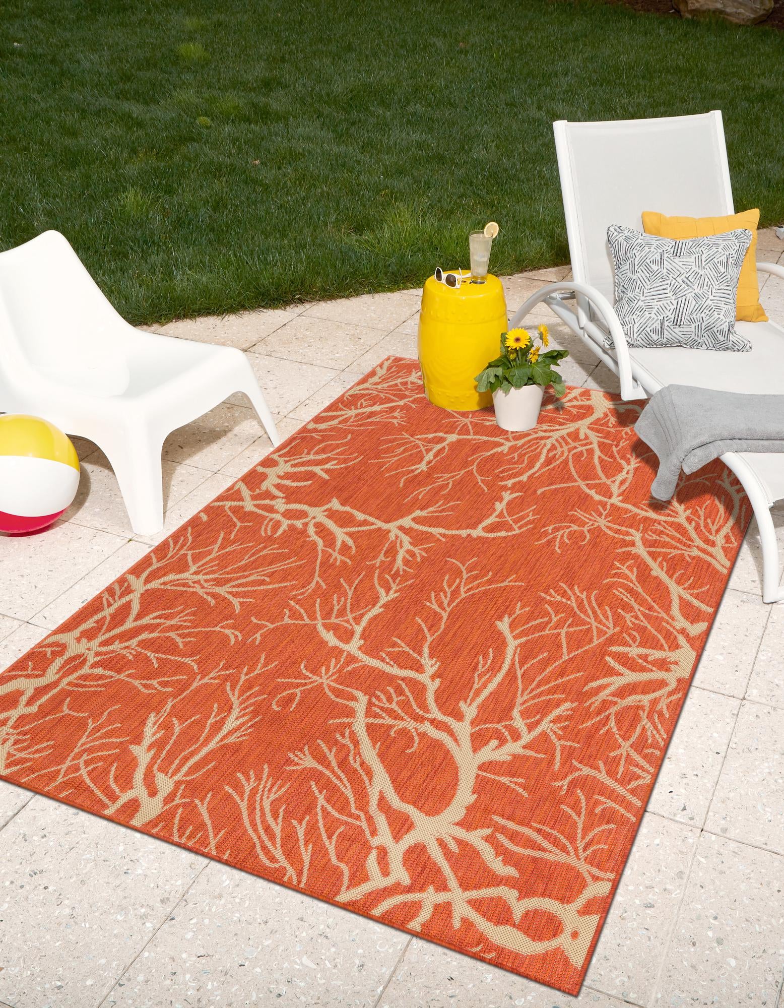 Terracotta 4' x 6' Botanical Indoor / Outdoor Rug | Rugs.com