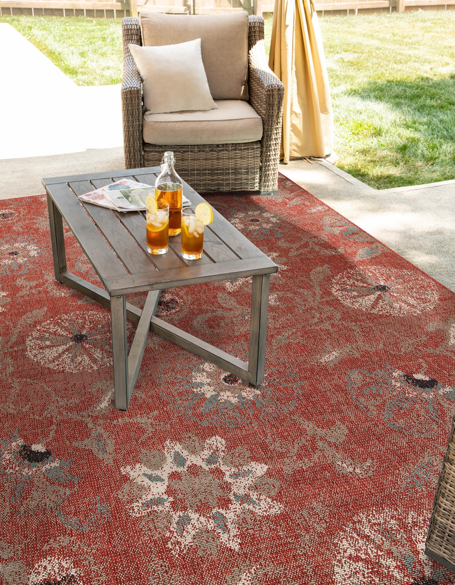 Terracotta 9' x 12' Botanical Indoor / Outdoor Rug | Rugs.com