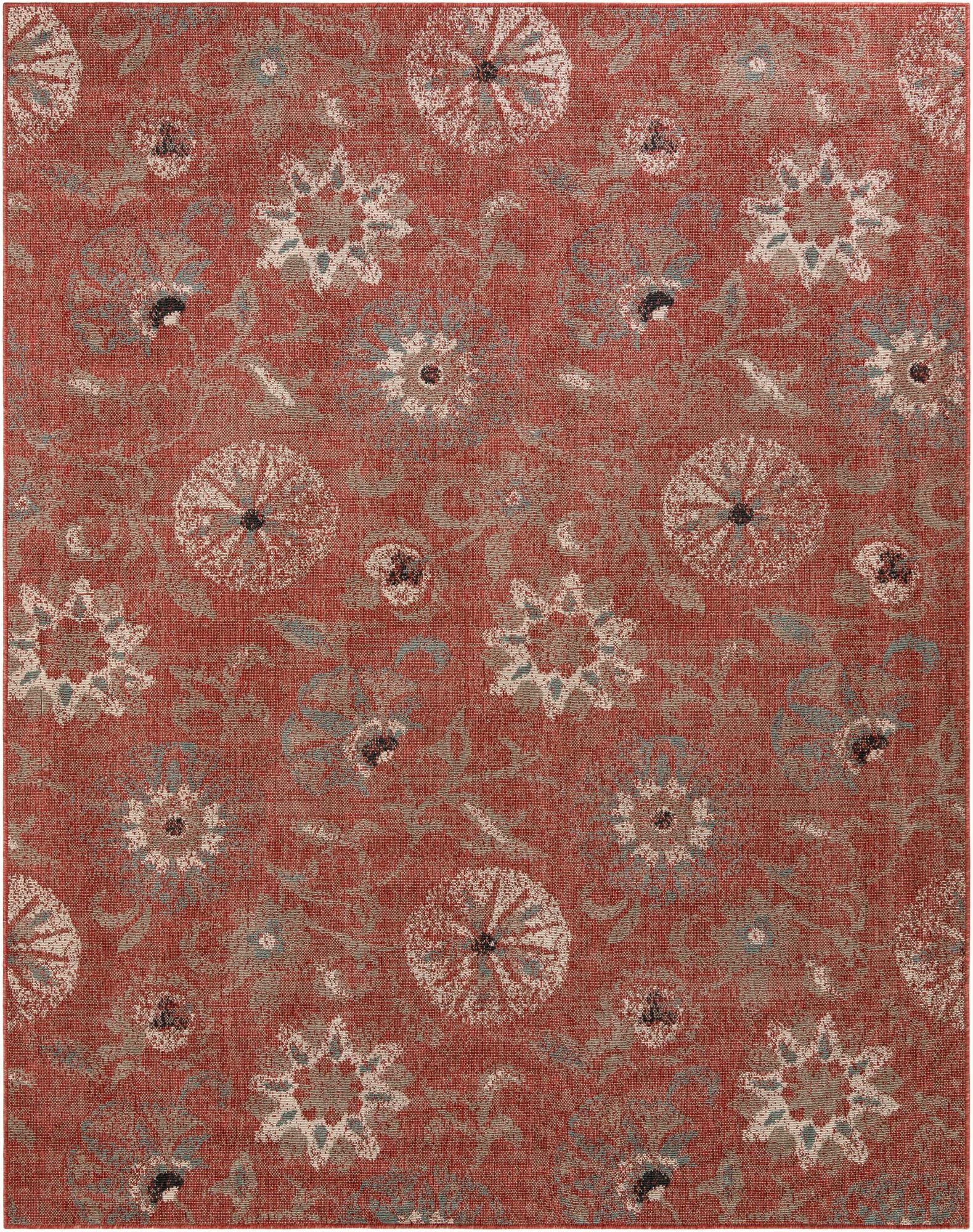  7' 10 x 10'  Washable Botanical Indoor / Outdoor Rug