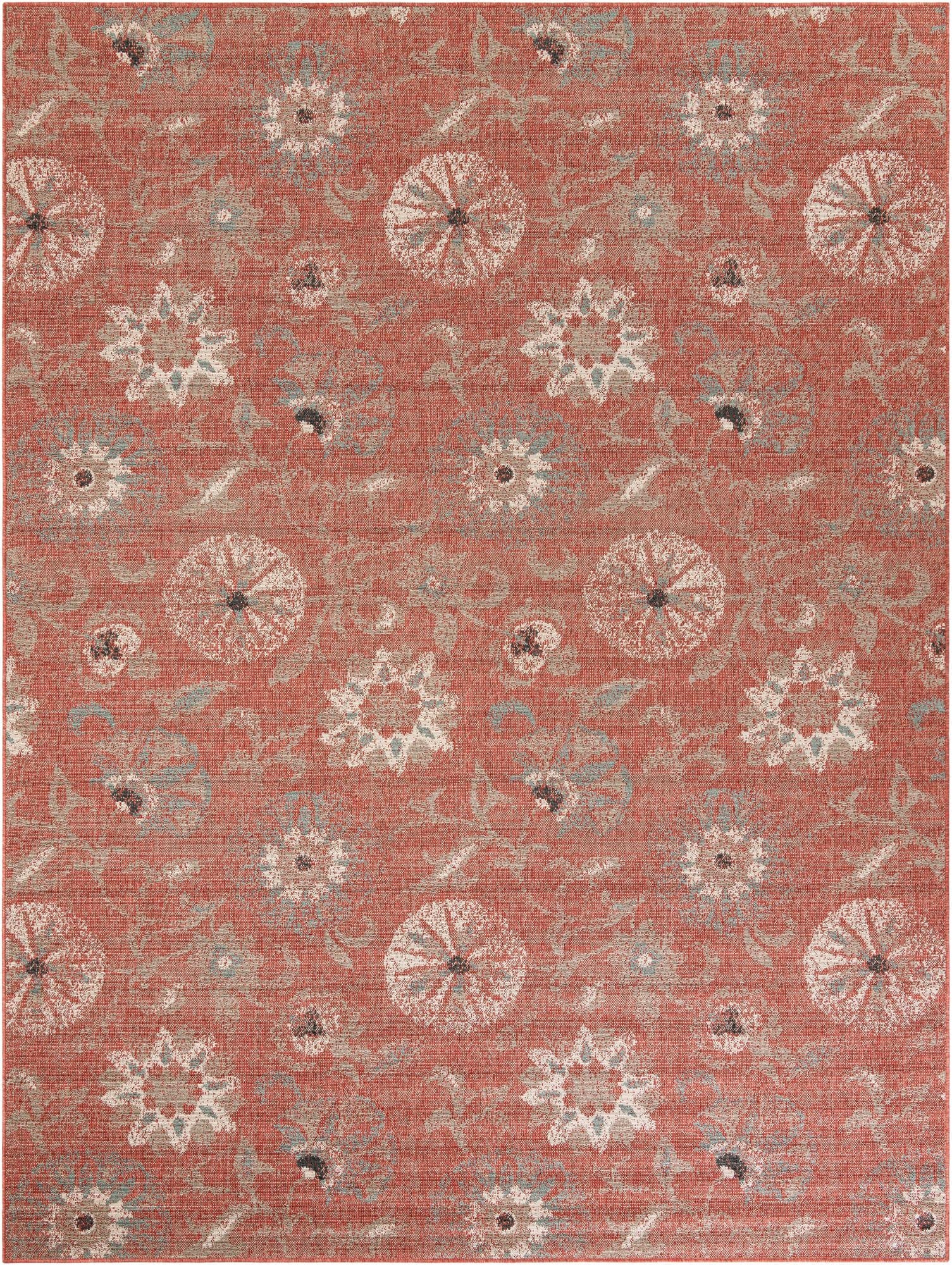  9' x 12'  Washable Botanical Indoor / Outdoor Rug