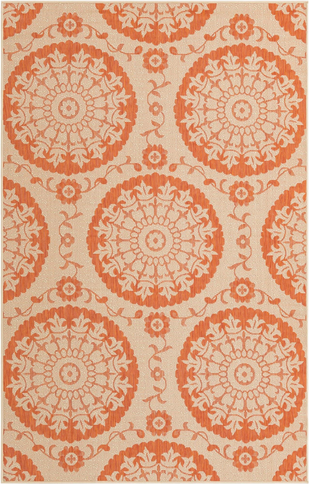  5' 3 x 8'  Washable Botanical Indoor / Outdoor Rug