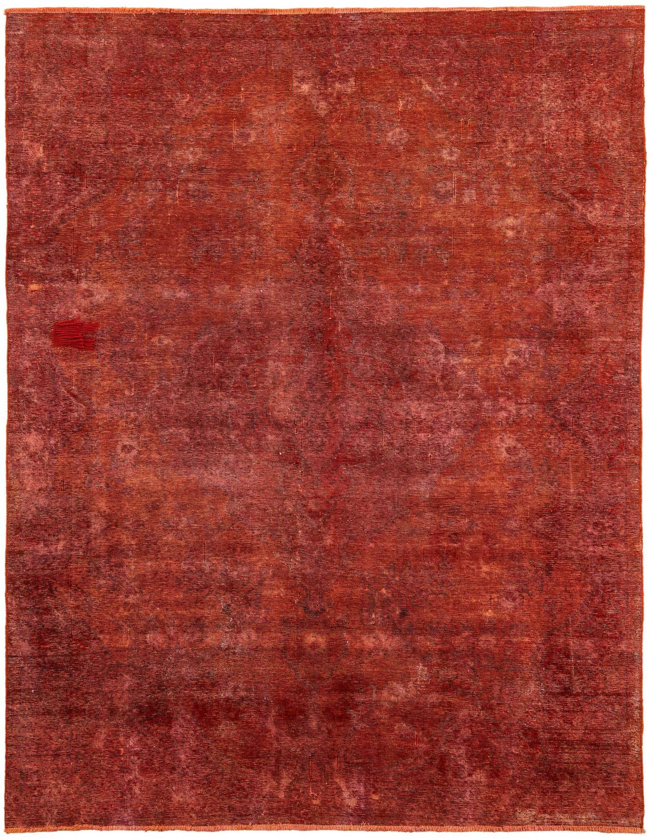 A 7x10 rectangular Ultra Vintage rug in shades of orange and red, featuring a subtle distressed Persian medallion pattern.