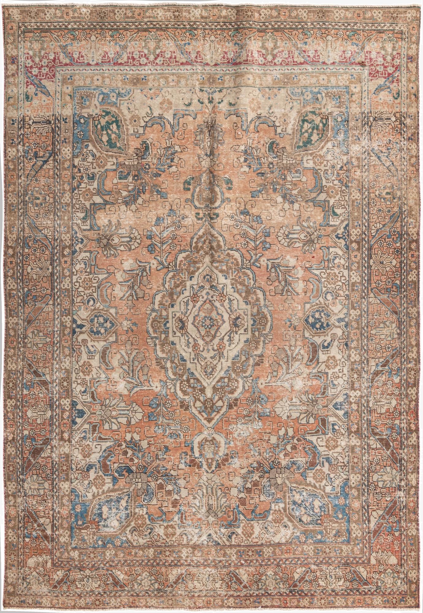  6' 10 x 10' 8  Hand Knotted Ultra Vintage Persian Wool Rug