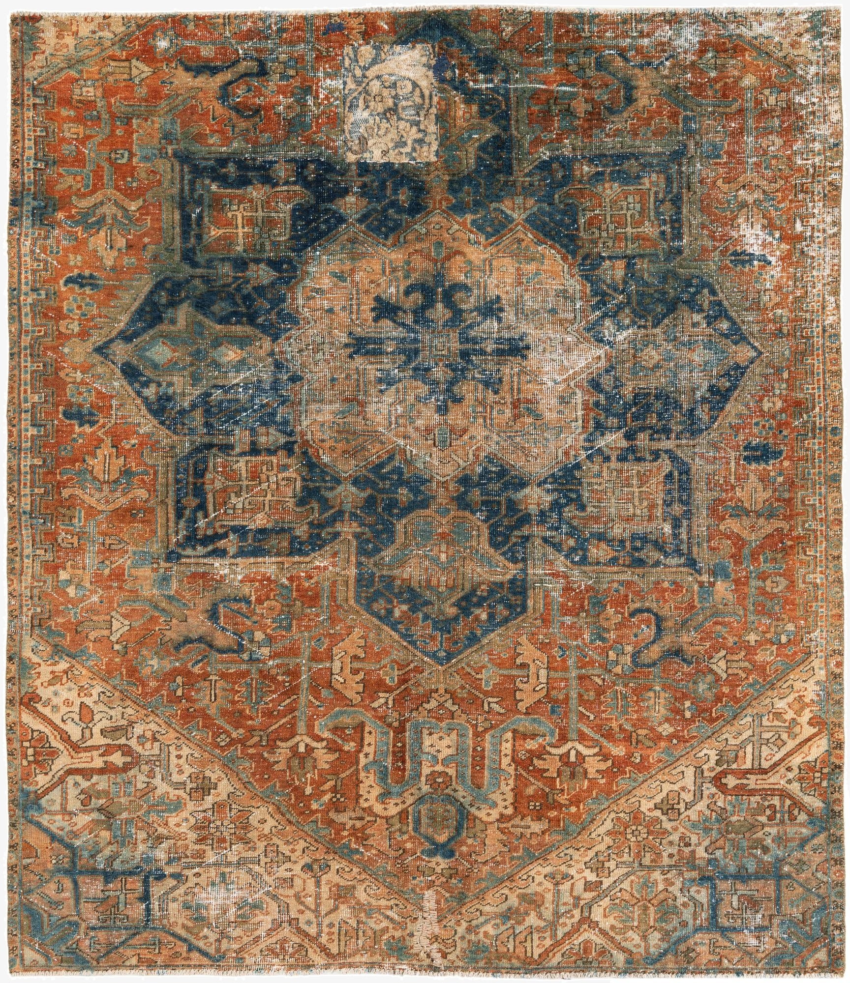  6' 2 x 7' 3  Hand Knotted Ultra Vintage Persian Wool Rug