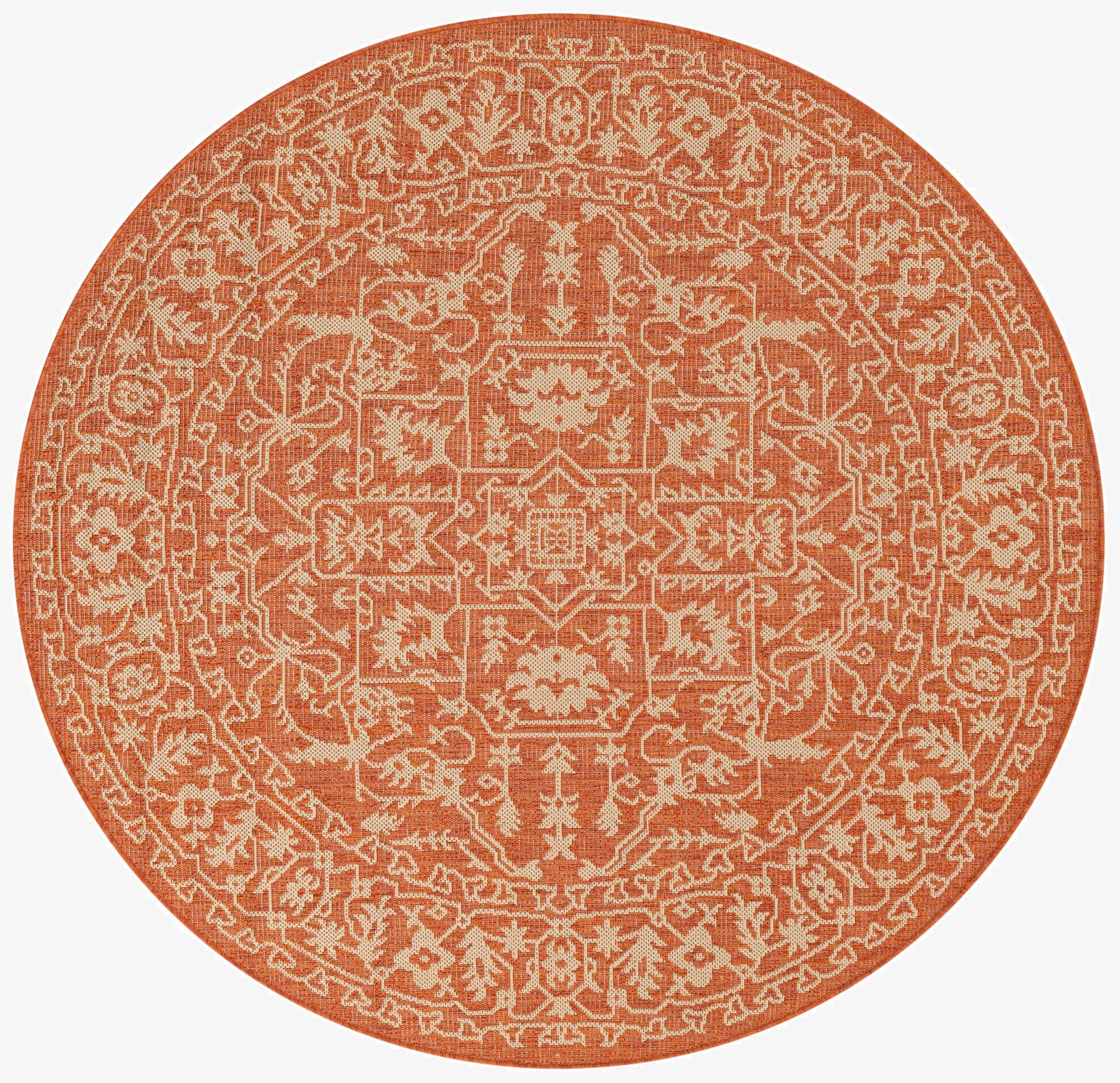  5' 3 x 5' 3  Washable Botanical Indoor / Outdoor Round Rug