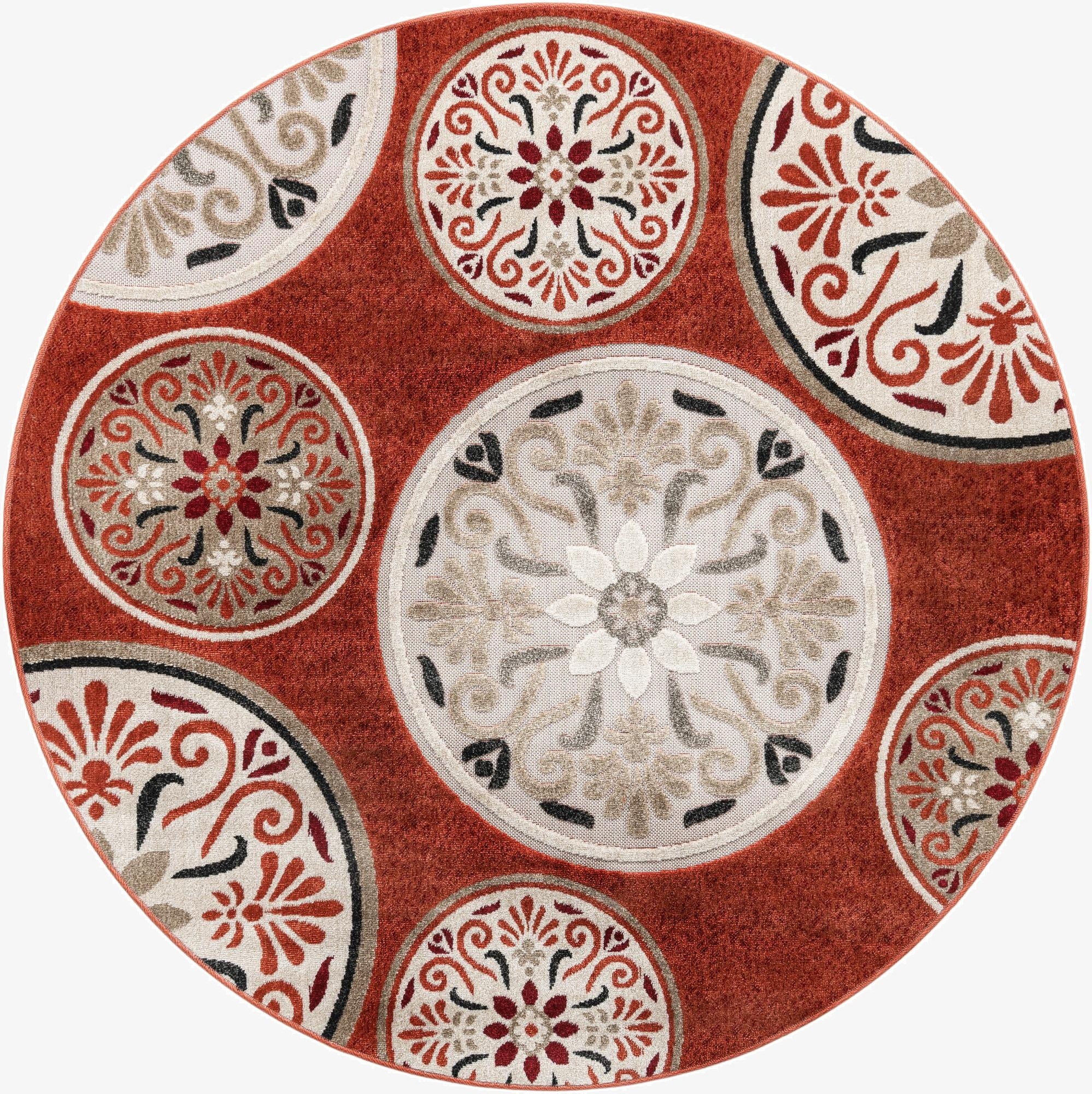  6' 1 x 6' 1  Washable Modern Indoor / Outdoor Round Rug