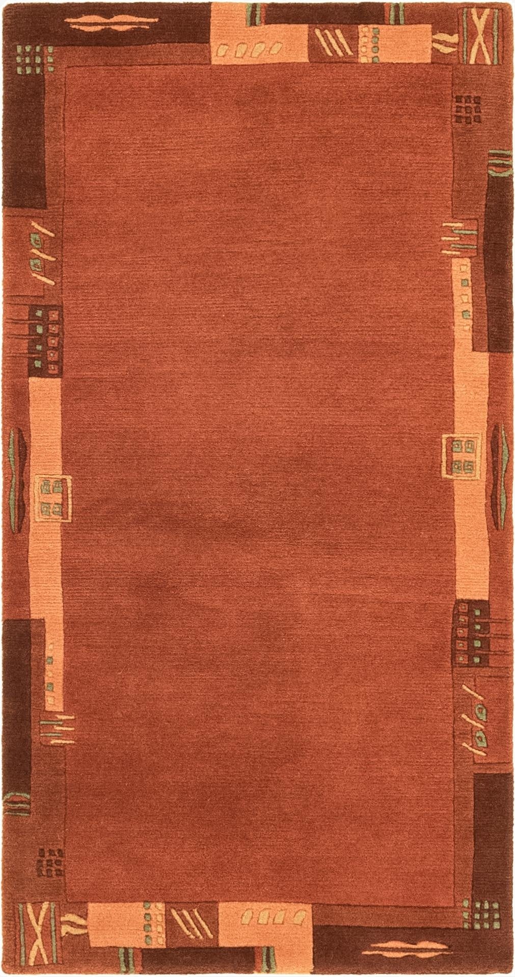  2' 4 x 4' 7  Hand Knotted Nepal Wool Runner Rug