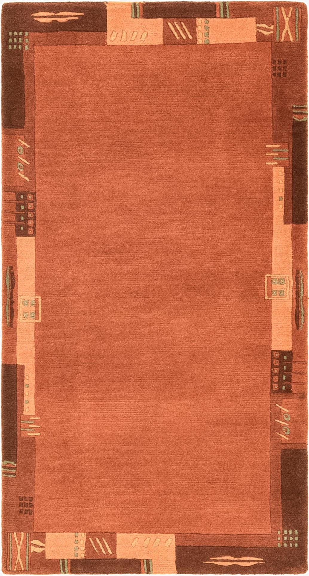  2' 5 x 4' 7  Hand Knotted Nepal Wool Runner Rug