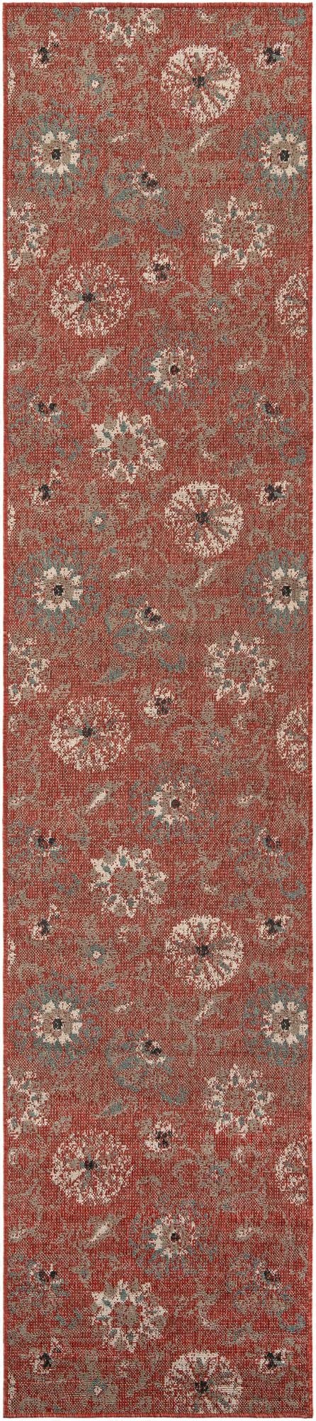  2' 7 x 12'  Washable Botanical Indoor / Outdoor Runner Rug