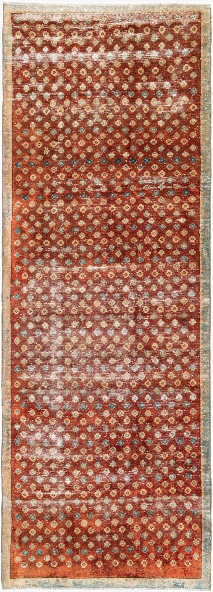  3' 4 x 9' 5  Hand Knotted Ultra Vintage Persian Wool Runner Rug