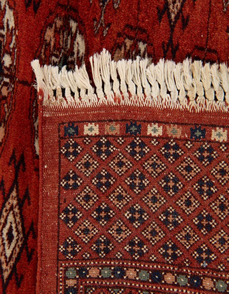 Detail image of  4' 3 x 4' 8  Hand Knotted Bokhara Wool Square Rug