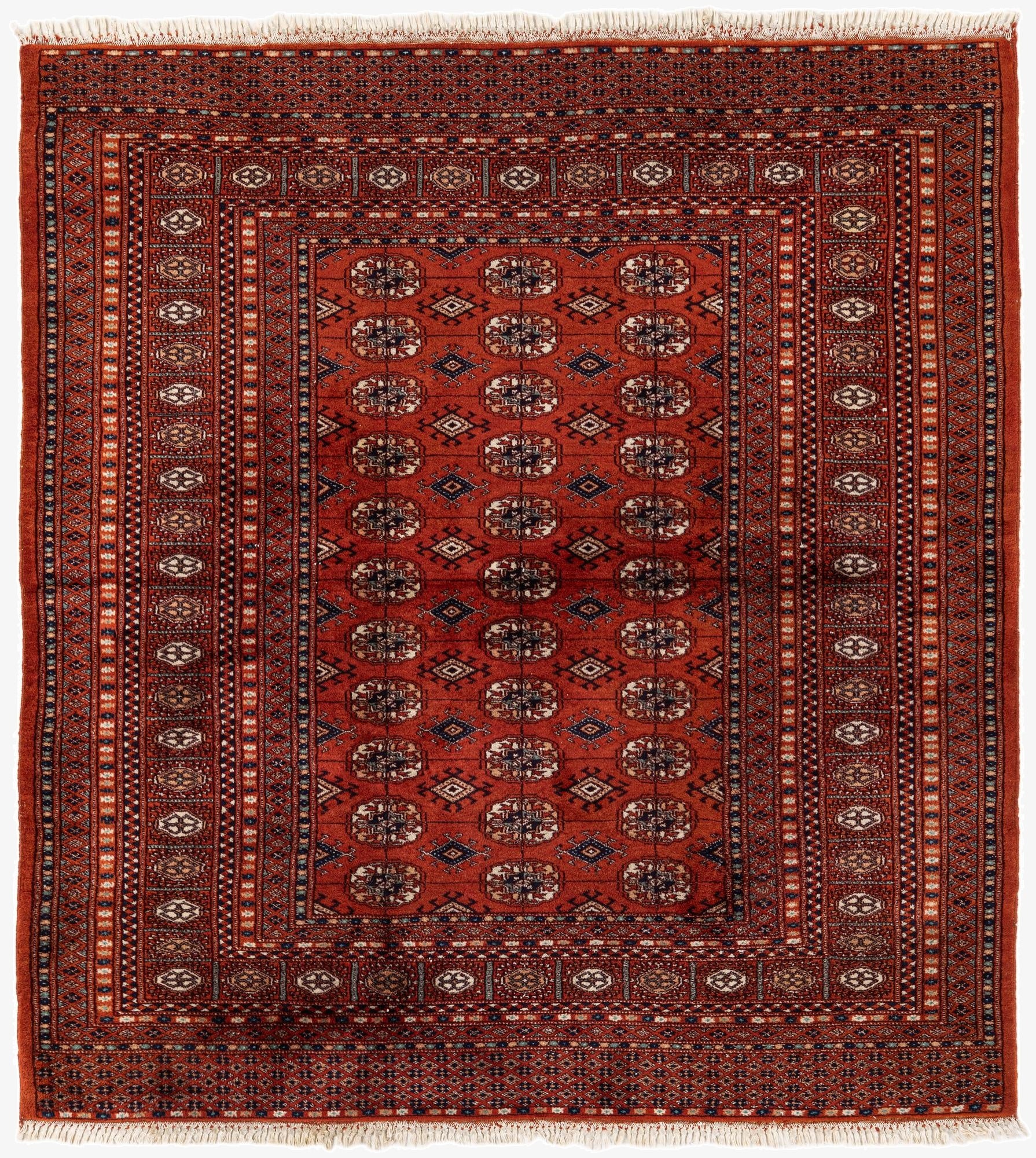  4' 3 x 4' 8  Hand Knotted Bokhara Wool Square Rug