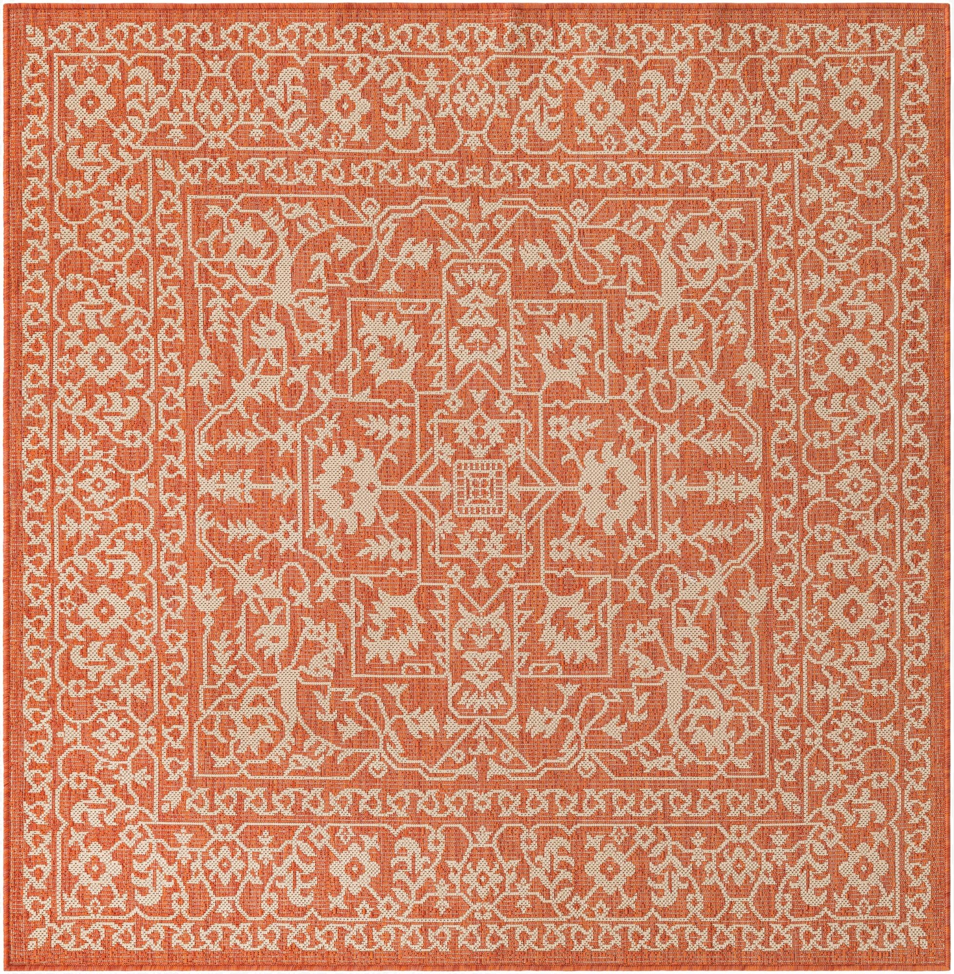  10' x 10'  Washable Botanical Indoor / Outdoor Square Rug