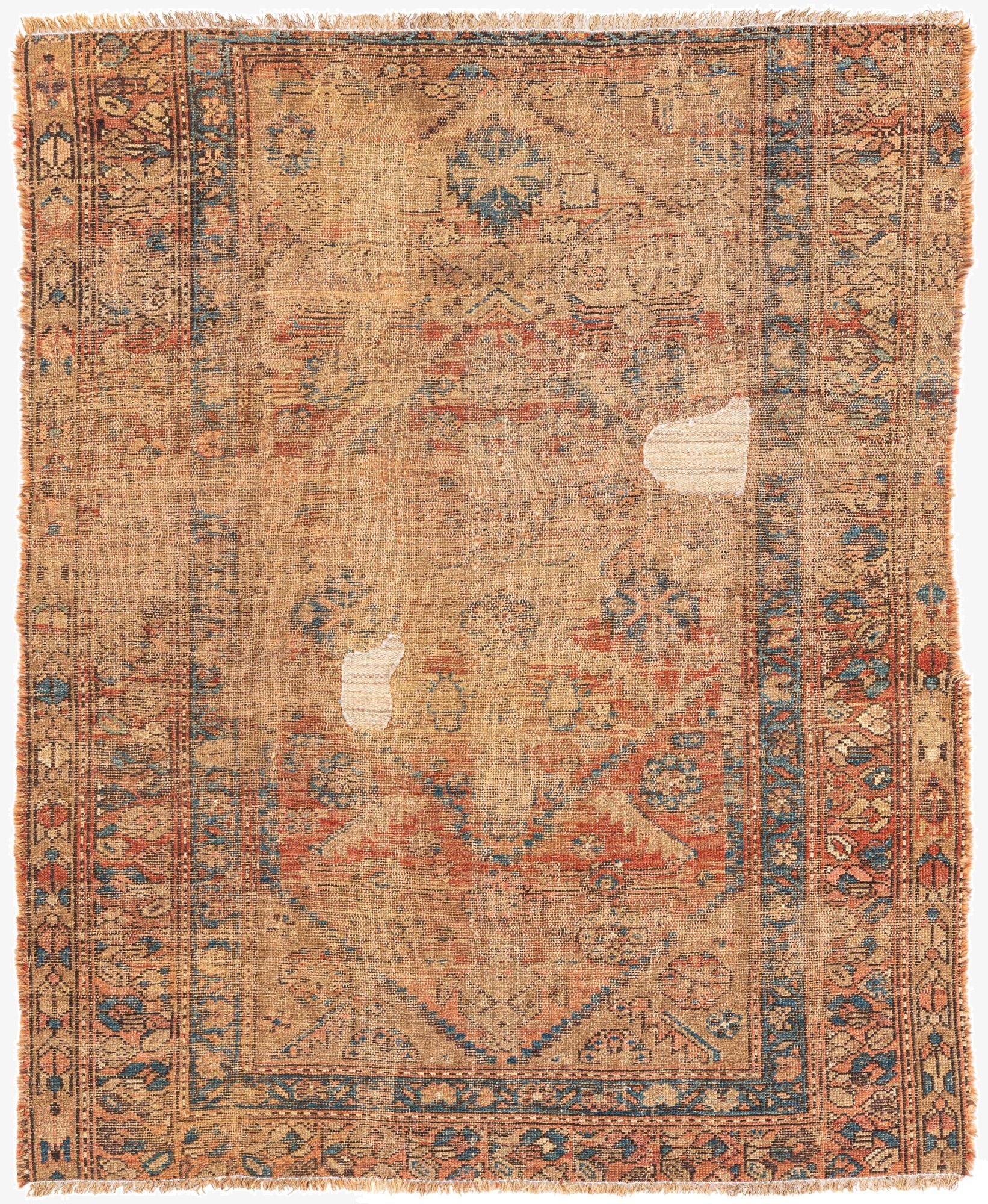  4' x 4' 10  Hand Knotted Ultra Vintage Persian Wool Square Rug