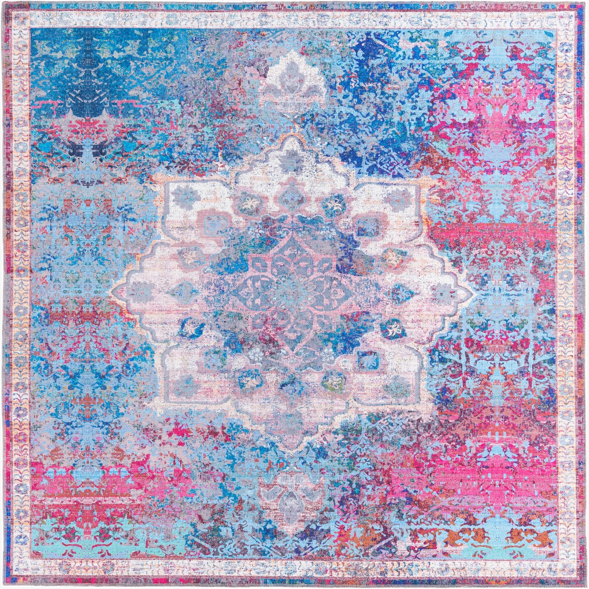  7' 10 x 7' 10  Washable Francesca Square Rug