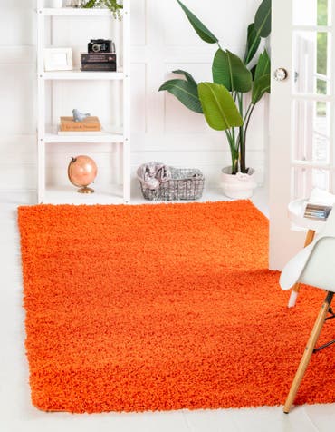  Custom Tiger Orange Solid Shag Rug