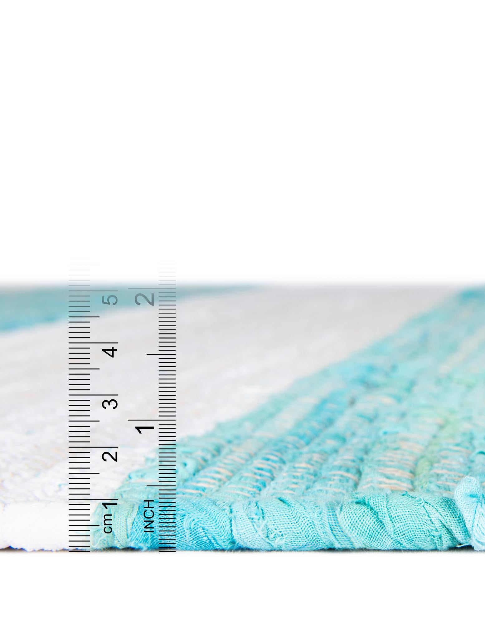 Turquoise and Ivory 2' 2 x 3' 1 Hand Woven Chindi Rag Rug | Rugs.com