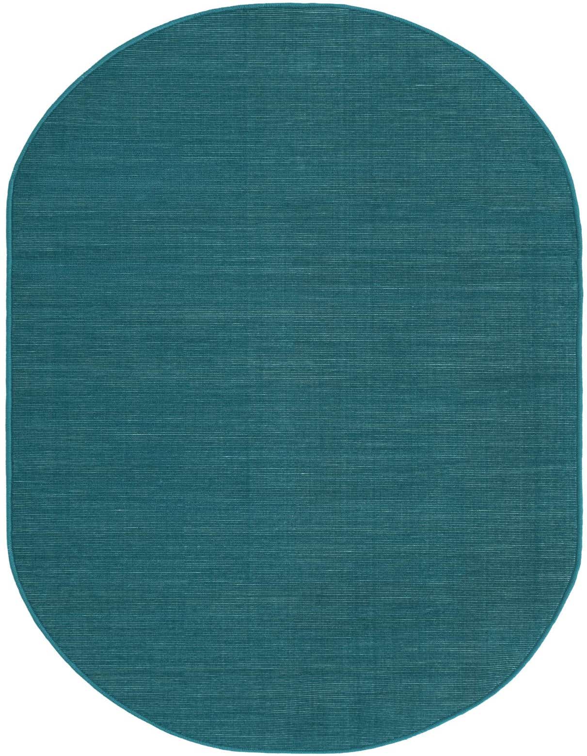 A 3' 0 x 5' 3 oval blue area rug with a flat weave texture, suitable for indoor use.