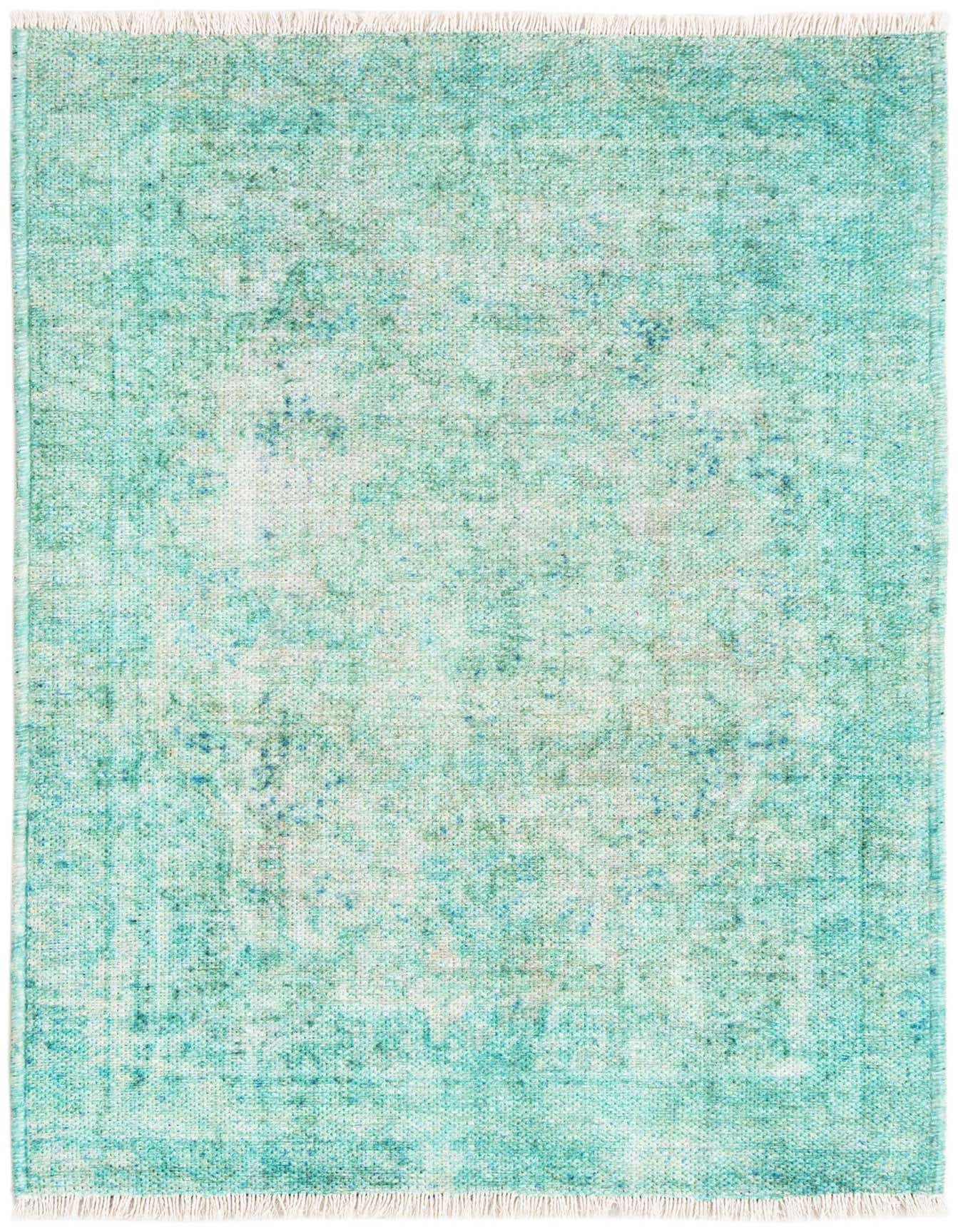 A 2x3 rectangular indoor rug from the Boutique collection, featuring a distressed traditional medallion pattern in varying shades of blue with white fringes.