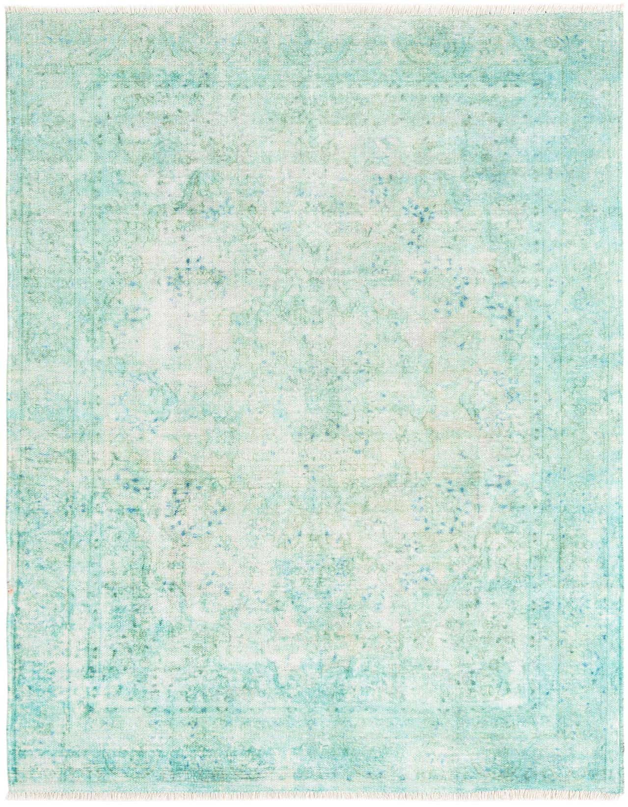 A 4x6 rectangular Boutique rug in faded blues and greens, featuring a distressed traditional medallion pattern.