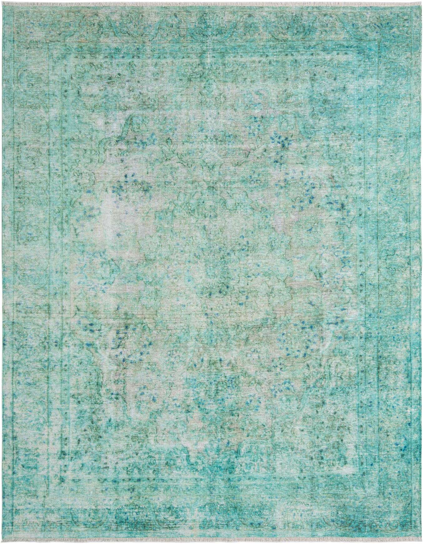 A 6x9 rectangular blue chenille rug with a faded traditional medallion pattern, ideal for a living room or bedroom.