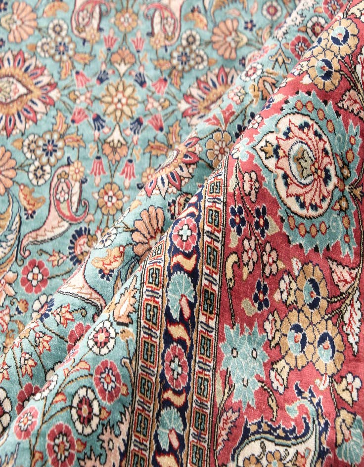 Detail image of  3' 10 x 5' 3  Hand Knotted Hereke Silk Rug