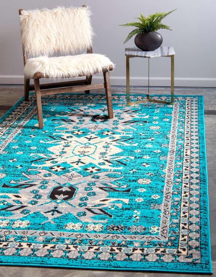 Turquoise 5' 3 x 8' Heris Rug | Rugs.com