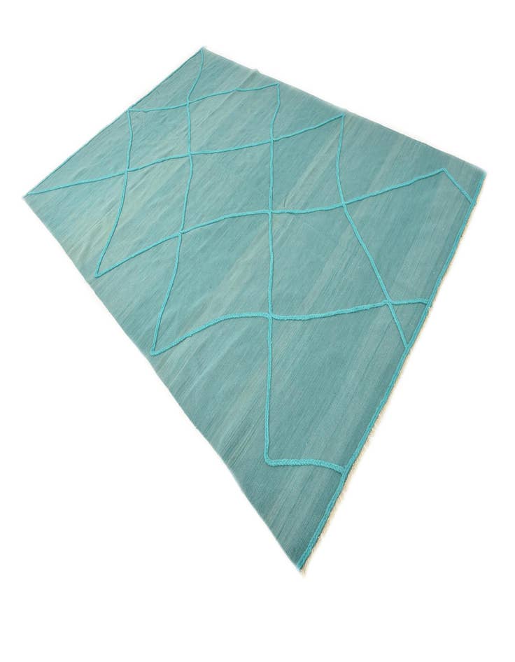 Detail image of  6' 9 x 9' 11  Hand Woven Kilim Modern Wool Rug