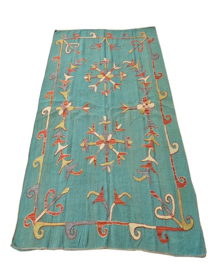 Detail image of  4' 9 x 6' 3  Hand Woven Kilim Suzani Wool Rug