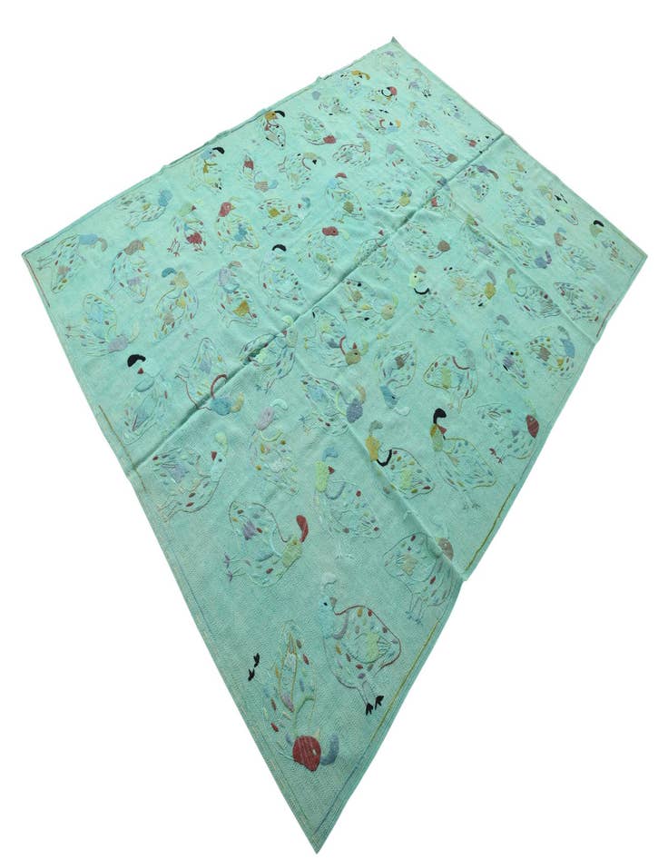 Detail image of  6' 7 x 9' 2  Hand Woven Kilim Suzani Wool Rug