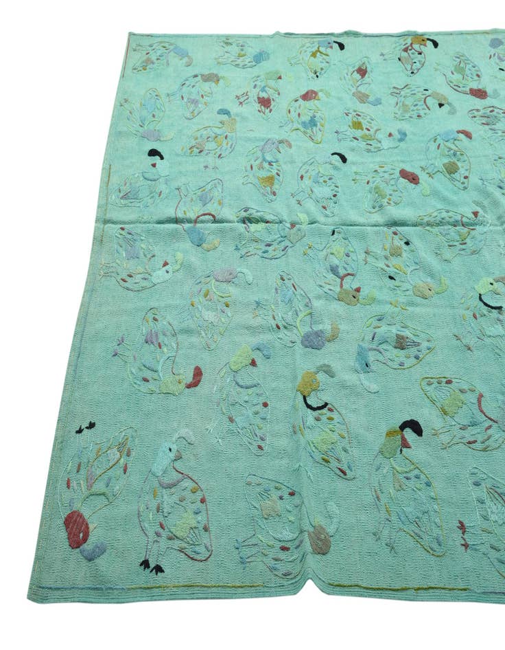 Detail image of  6' 7 x 9' 2  Hand Woven Kilim Suzani Wool Rug