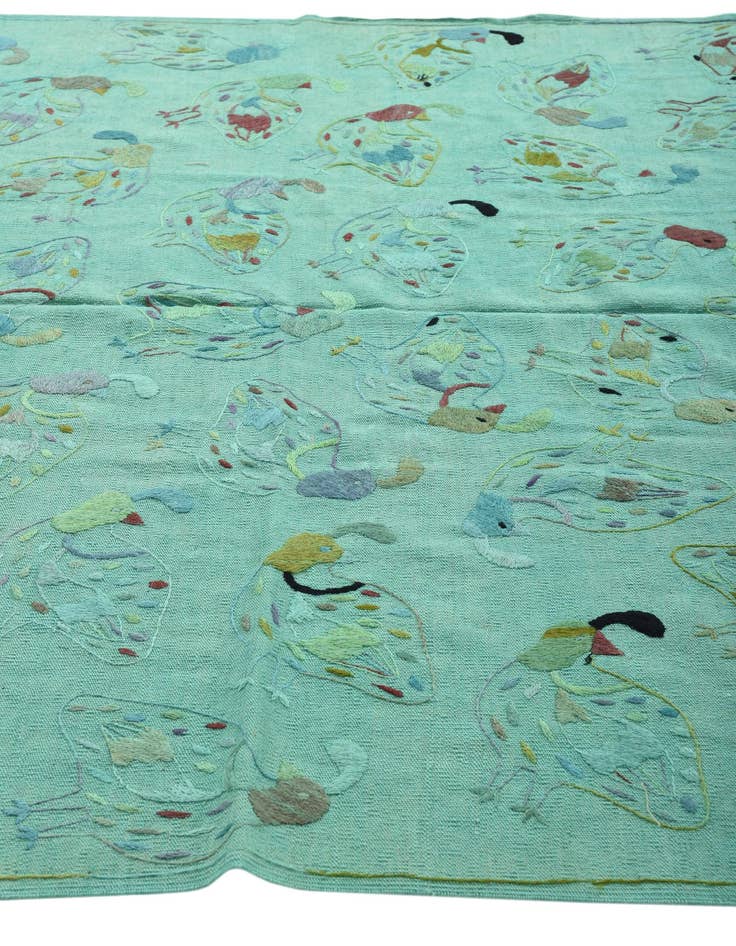 Detail image of  6' 7 x 9' 2  Hand Woven Kilim Suzani Wool Rug