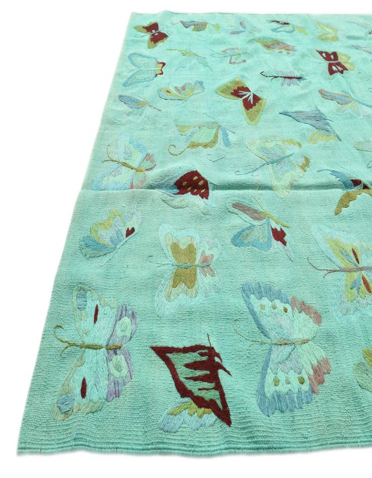 Detail image of  5' 6 x 7' 4  Hand Woven Kilim Suzani Wool Rug